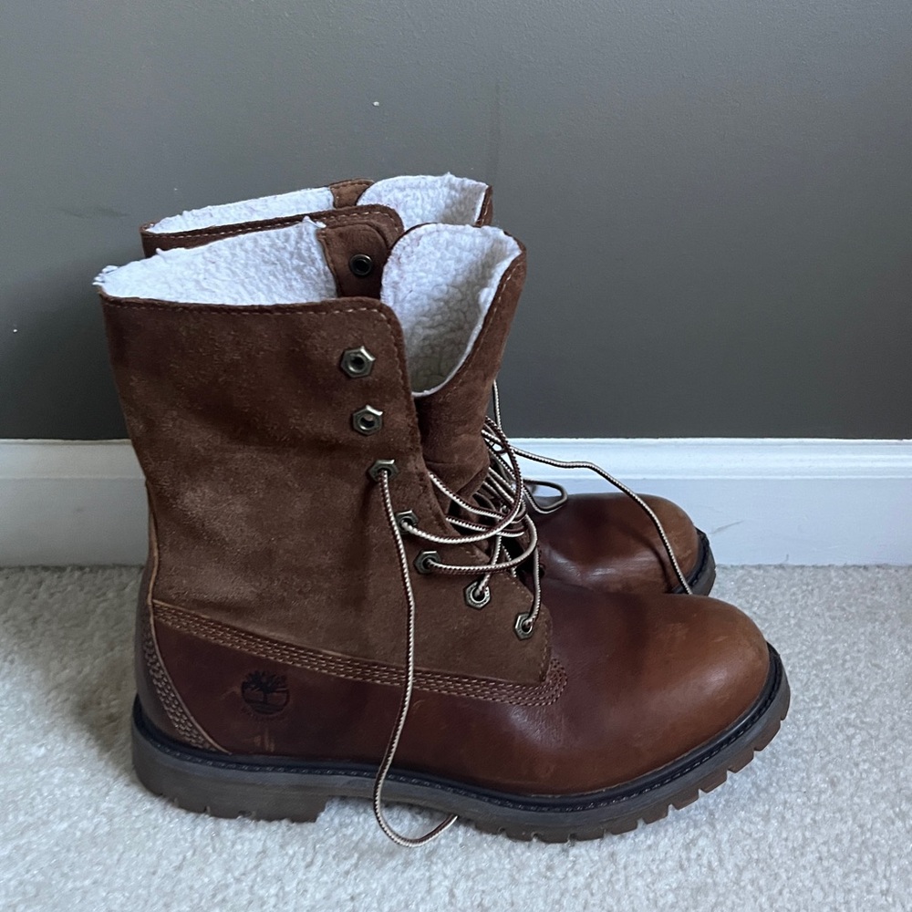 Women's Sz9 Timberland Authentics Waterproof Roll-Top Brown Boot 🥾